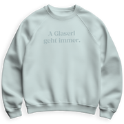 Sweater in blau "A Glaserl geht immer", Größe M