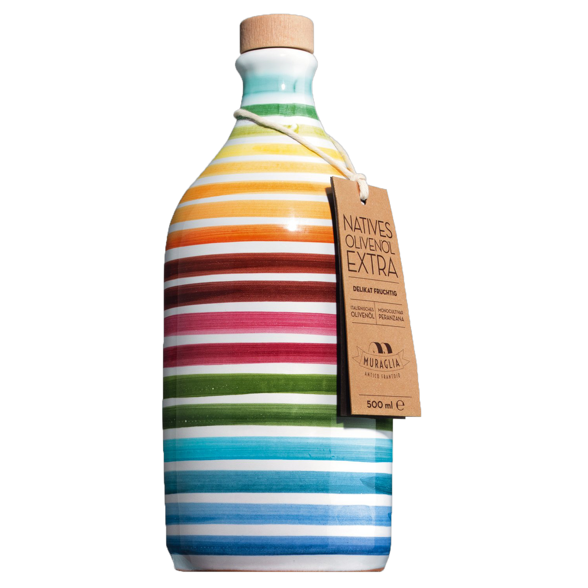 Peranzana-Olivenöl, Keramikflasche gestreift, 500 ml